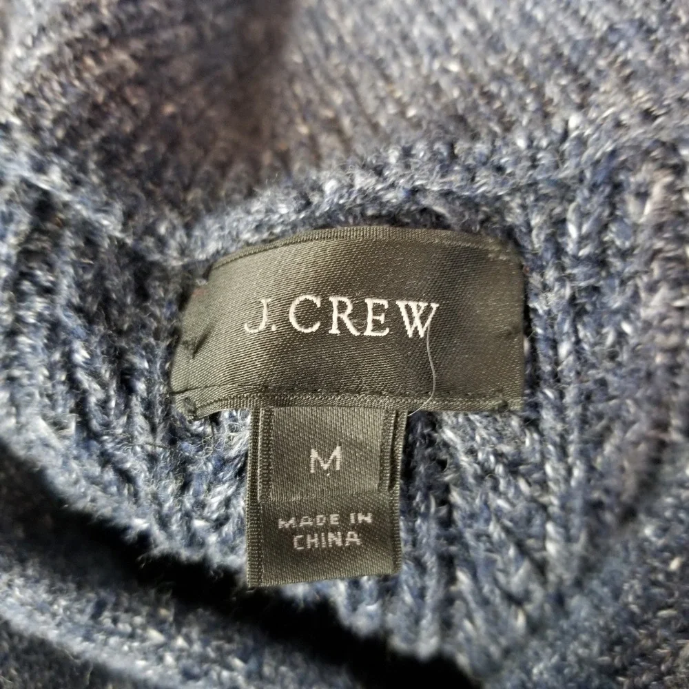 J Crew Mens Shawl Collar Cardigan Sweater Blue Cotton Elbow Patches Size M
